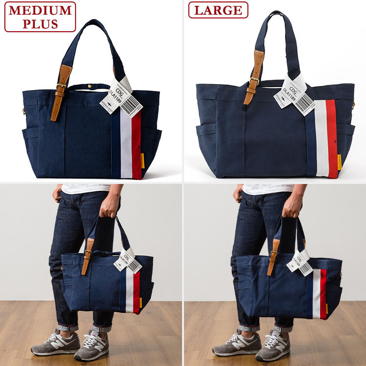 【DOUBLELOOP】JOURNEY resort tote “MEDIUM PLUS”「フランス×ネイビー」/帆布トートバッグ