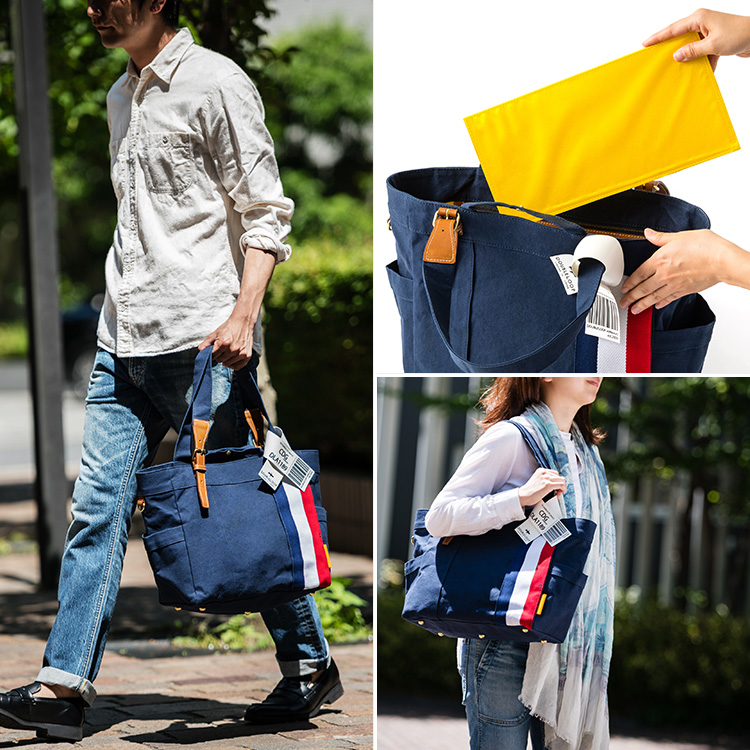 【DOUBLELOOP】JOURNEY resort tote “MEDIUM PLUS”「フランス×ネイビー」/帆布トートバッグ