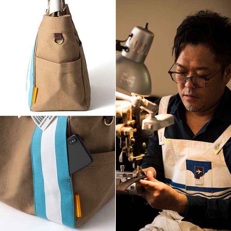 【DOUBLELOOP】JOURNEY resort tote 〝LARGE″「ベージュカーキ×アルゼンチン」/帆布トートバッグ