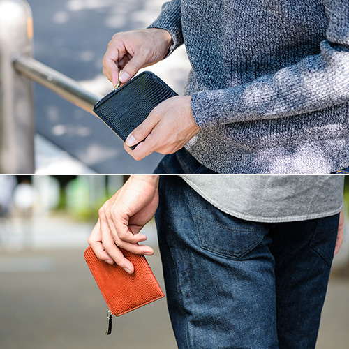 【PELLE MORBIDA】Barca / L-shaped Purse -RING LIZARD-