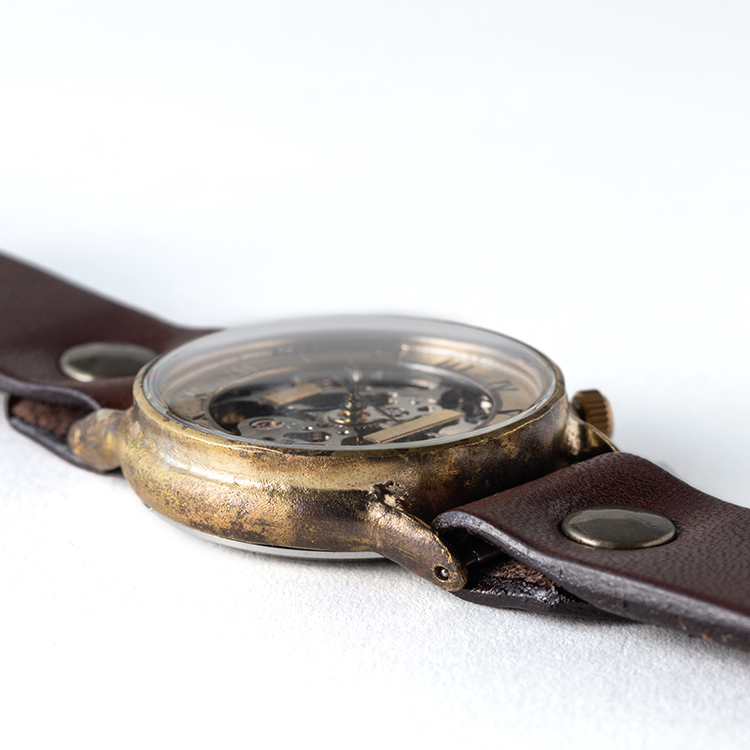 【ArtyArty】クラフト時計／NABE「手巻き機械式スケルトン腕時計 ローマ数字文字盤 BHW-071」