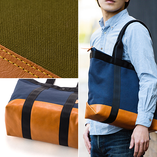 【AFRIX】LEATHER CANVAS BAG M