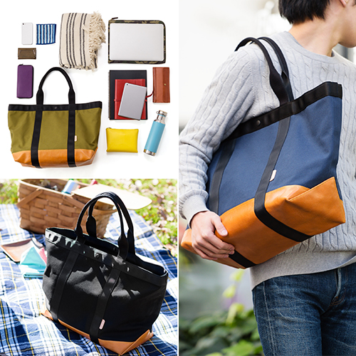 【AFRIX】LEATHER CANVAS BAG L