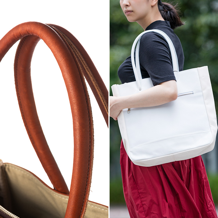 【BAGGY PORT】グローブレザー×帆布 筋交いトート YNM-217