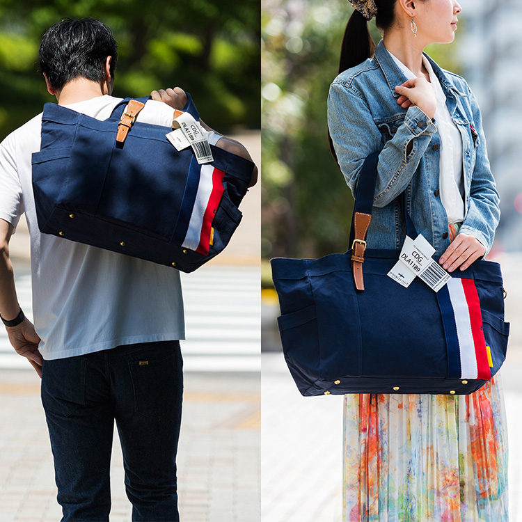 【DOUBLELOOP】JOURNEY resort tote “LARGE”「フランス×ネイビー」 / 帆布トートバッグ｜トートバッグ