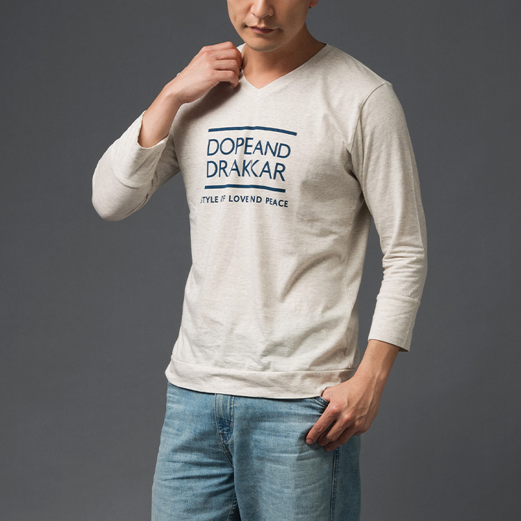 【DOPE&DRAKKAR】ロゴプリント 七分袖Tシャツ