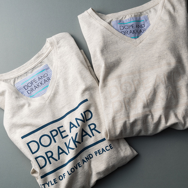【DOPE&DRAKKAR】ロゴプリント 七分袖Tシャツ