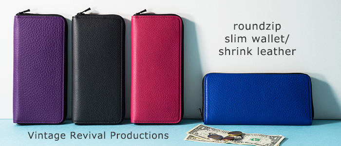 【Vintage Revival Productions】roundzip slim wallet/shrink leather