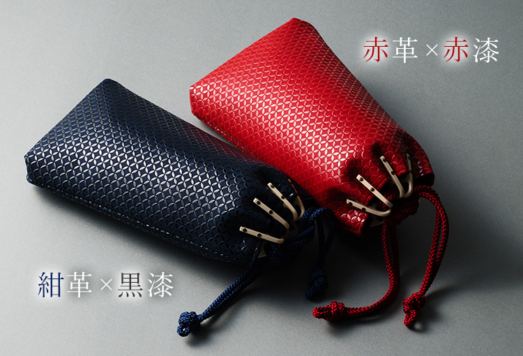 【新品】甲州印傳 印傳屋 鹿革 袋物 ブラック 楽天市場】鹿革 漆 印伝 巾着 メンズ 男物《印傳屋 INDEN-YA