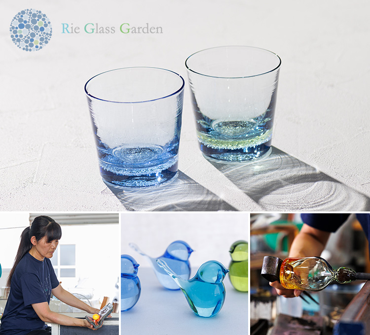 【Rie Glass Garden】瀬戸内が薫るロックグラス「みなも」