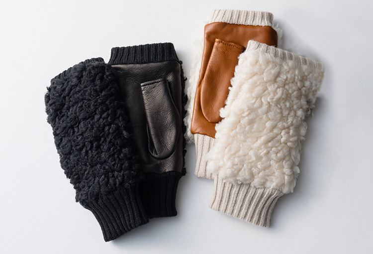 【福田手袋】L'apero（ラペロ）シープボア指だしグローブ Brebis