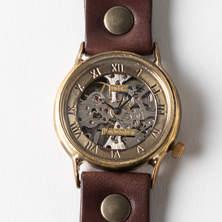 ArtyArty】クラフト時計／NABE「手巻き機械式スケルトン腕時計 ローマ 