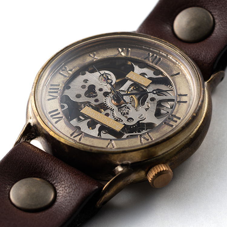 ArtyArty】クラフト時計／NABE「手巻き機械式スケルトン腕時計 ローマ 
