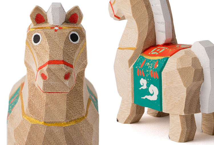 【高橋勇二】奈良一刀彫 干支飾り「午（うま）」