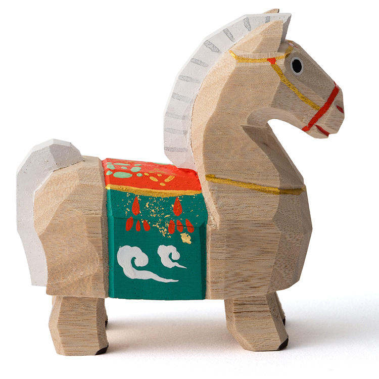 【高橋勇二】奈良一刀彫 干支飾り「午（うま）」