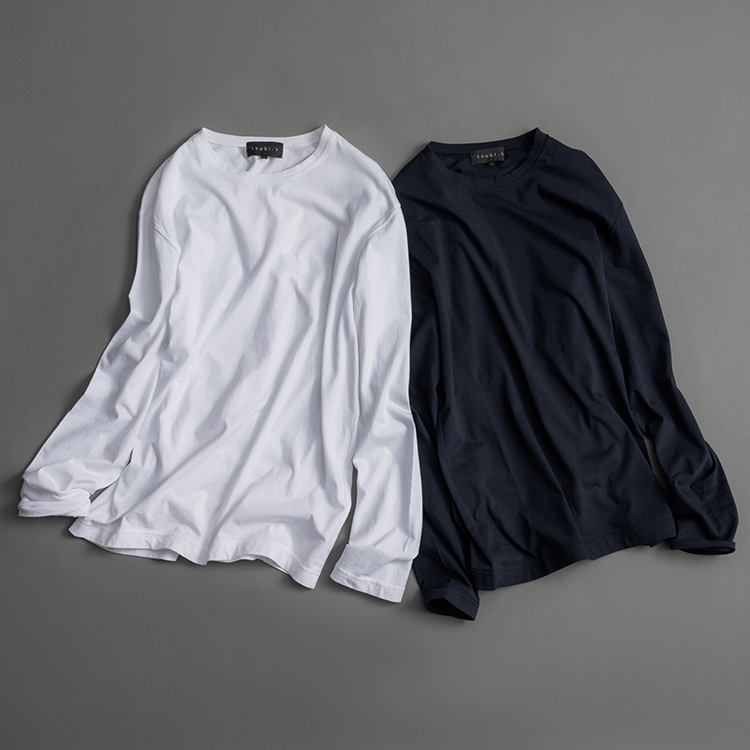 【tsuki.s】度詰め天竺 無地＜長袖＞Tシャツ クルーネック
