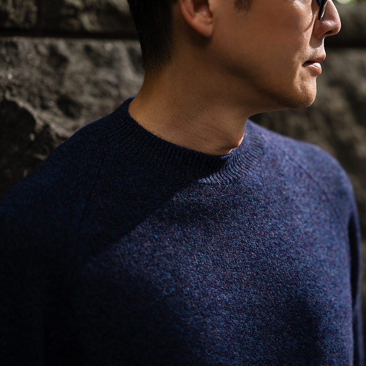 【el alto】カシミヤ100％ ラグランモックネック クラッシュカラー