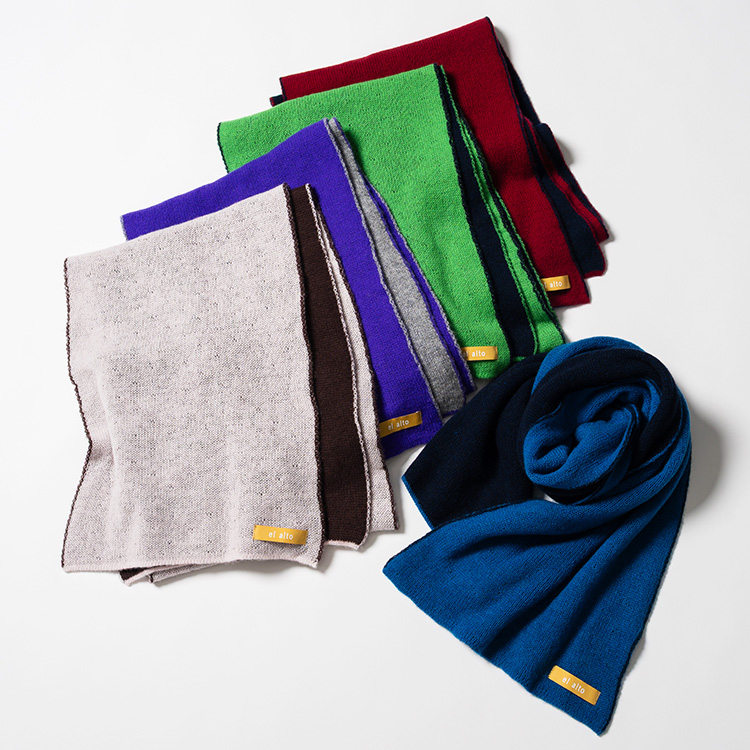 【el alto】カシミヤ100％ ダブルフェイスふわかるボリュームニットマフラー