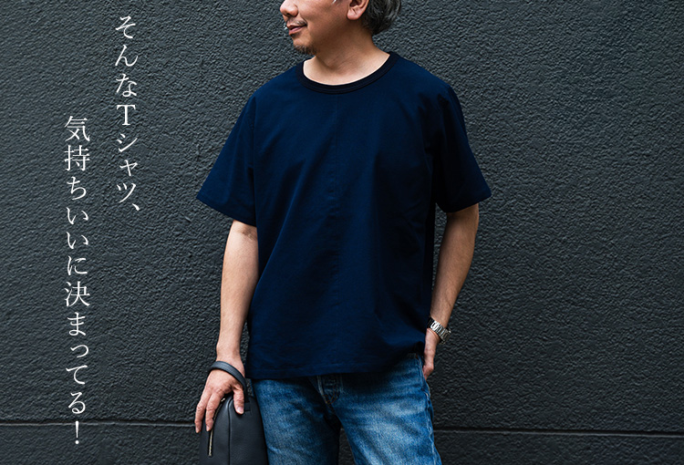 【うなぎの寝床】久留米絣Tシャツ 068