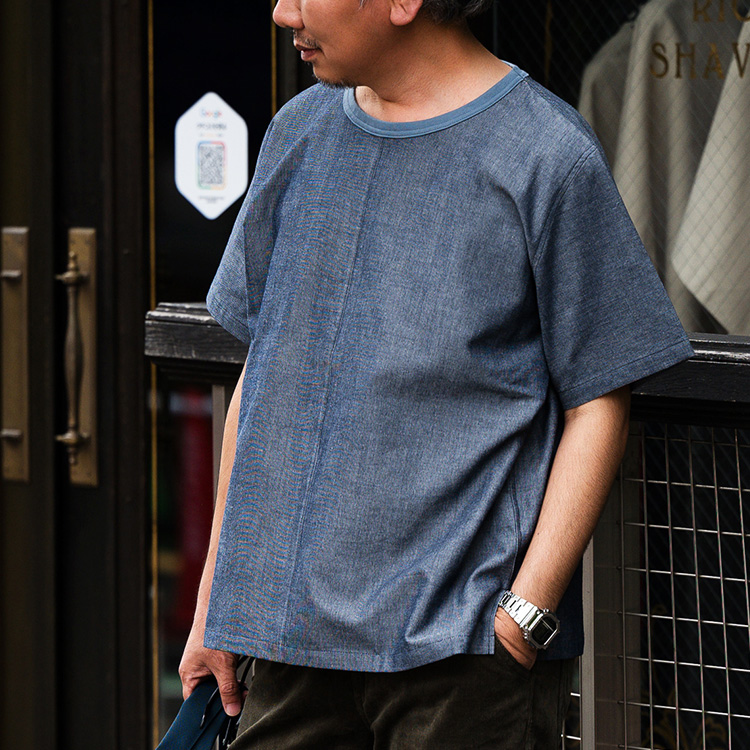 【うなぎの寝床】久留米絣Ｔシャツ　068
