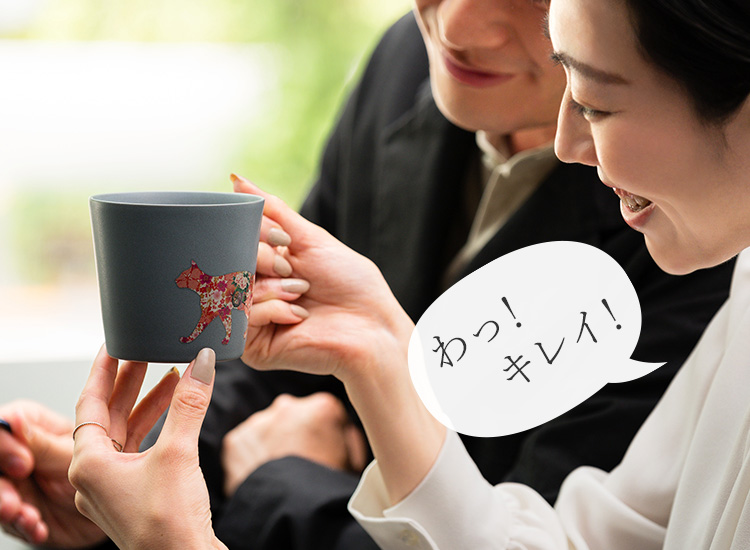 【丸モ高木陶器】華猫のマグカップ