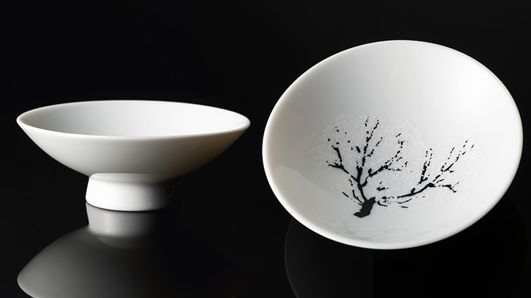 【丸モ高木陶器】桜と青富士の平盃 特別セット