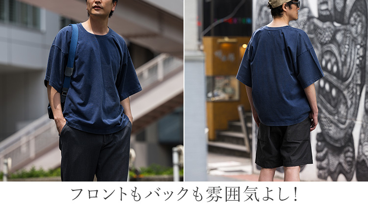 【CENTENA】硫化染めミストブリーチ ヴィンテージブルーTシャツ