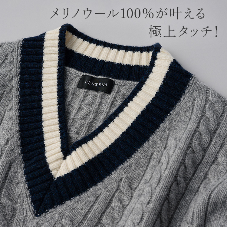CENTENA】メリノウール100％ スタイリッシュ・チルデンニット | 藤巻百貨店