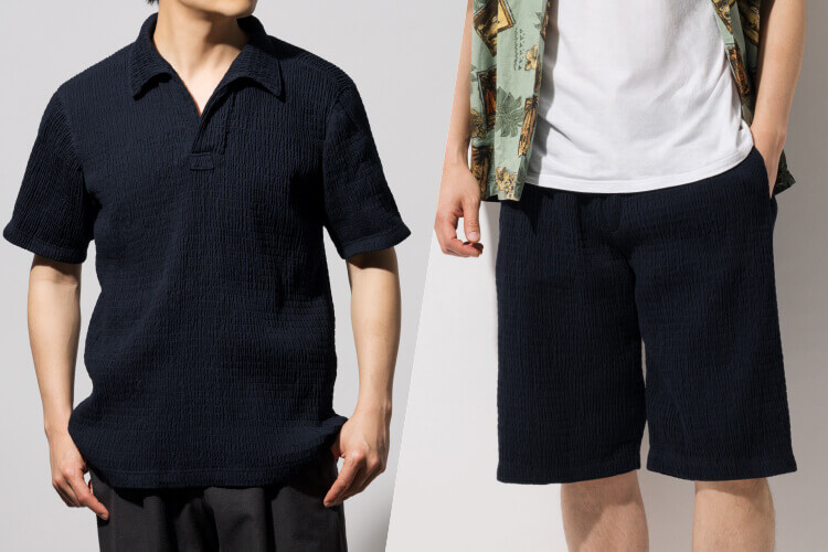 【Hashimoto vintage】流風織 スキッパーTシャツ&ハーフパンツ