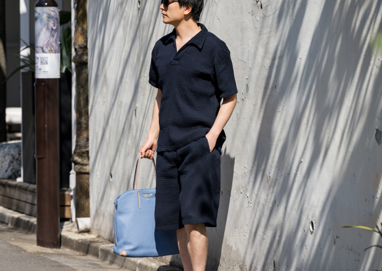 【Hashimoto vintage】流風織 スキッパーTシャツ&ハーフパンツ