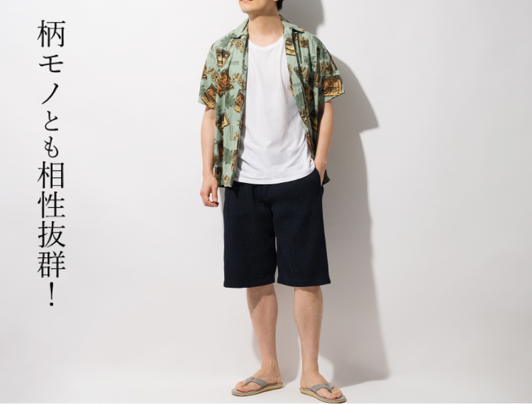 【Hashimoto vintage】流風織 スキッパーTシャツ&ハーフパンツ