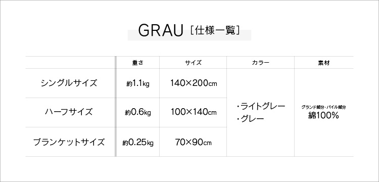 【LOOM＆SPOOL】GRAU綿100%シール織毛布＆ブランケット