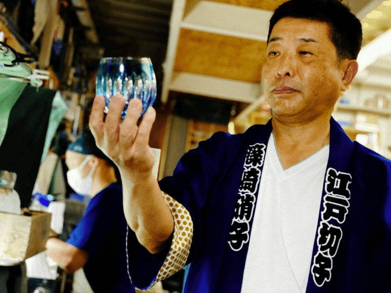 モダン・江戸切子クリスタルバルーンワイングラス