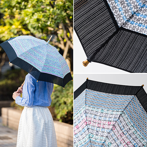 高級夏着物地「綿紅梅」を使った涼感あふれる極上の日傘
